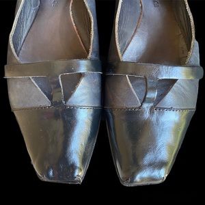 SOLD! CYDWOQ ViNtAgE 37 US 7 Shoes Flats Handmade SHINY Black + Gray EUC $321